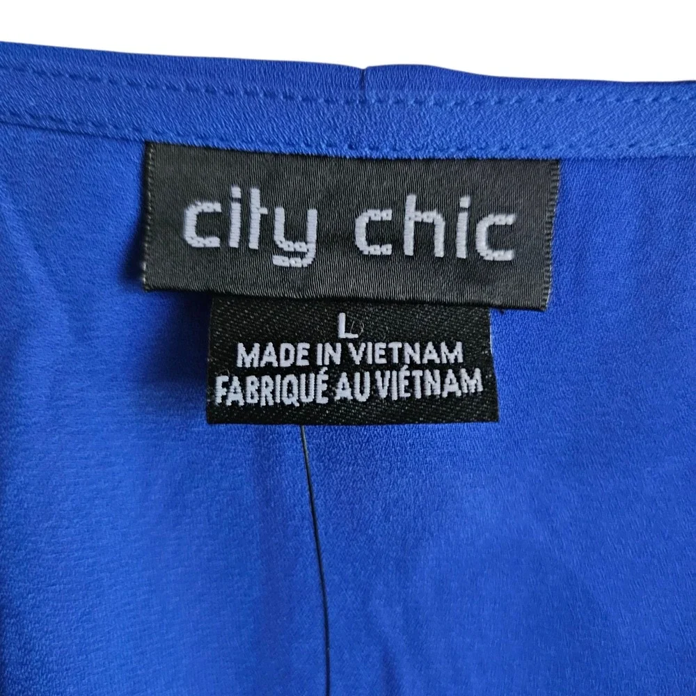 City Chic Women's Blue Ruffle Wrap Blouse Top Plus Size 2X 20 NWT - Picture 6 of 13